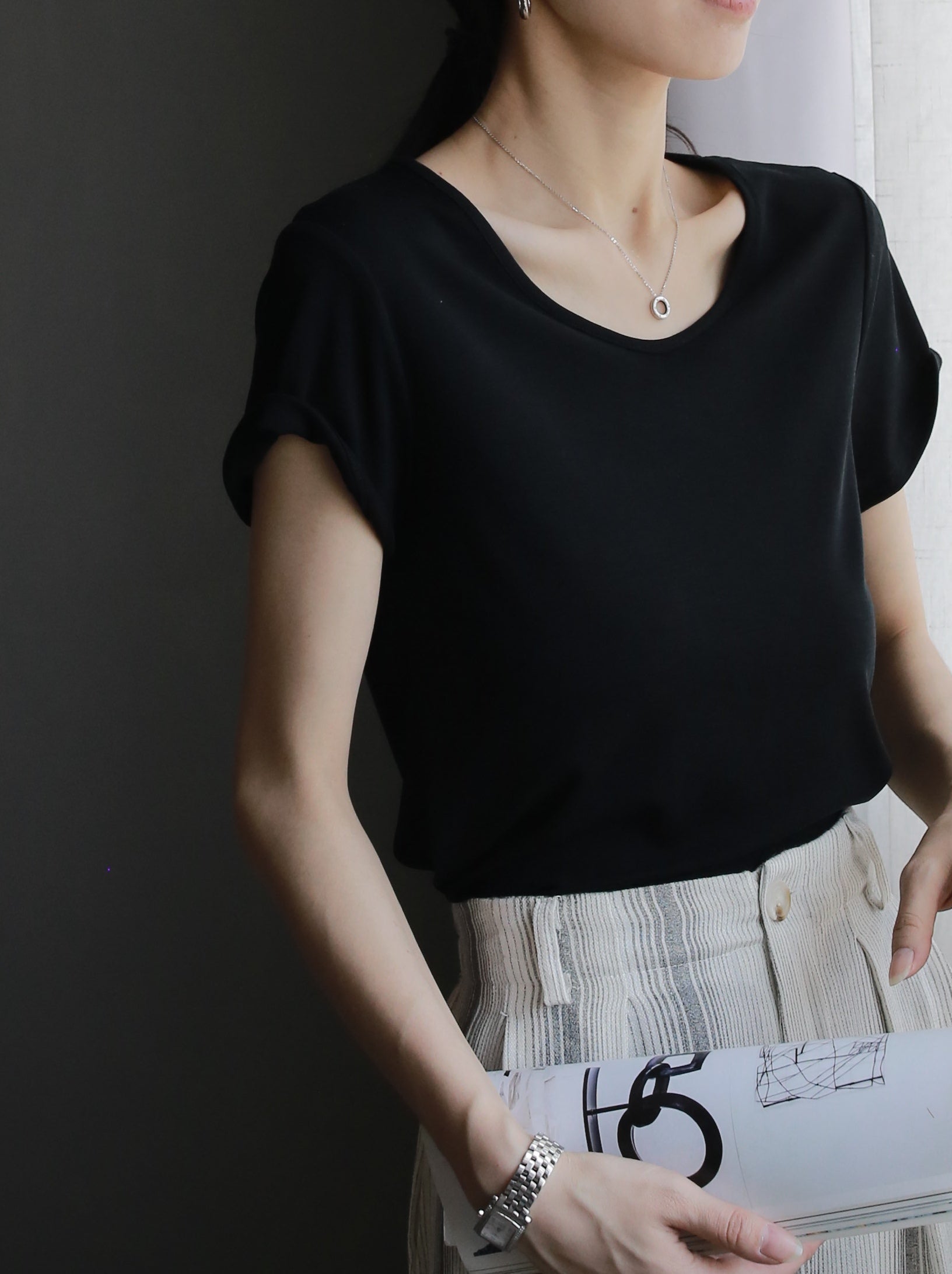 Thin Round Neck Tops_BDHL7576