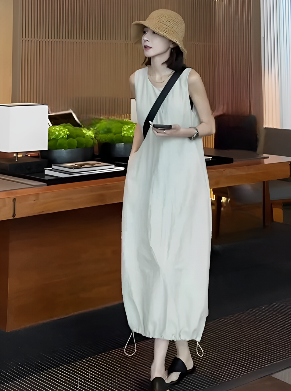 Sleeveless Drawstring Dress_BDHL6203