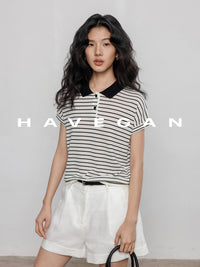 Polo Collar Border Tops_BDHL7232