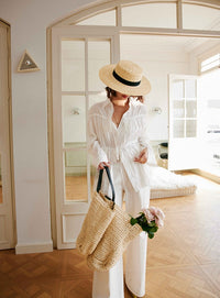 Relaxed Drawstring White Shirt_BDHL6011