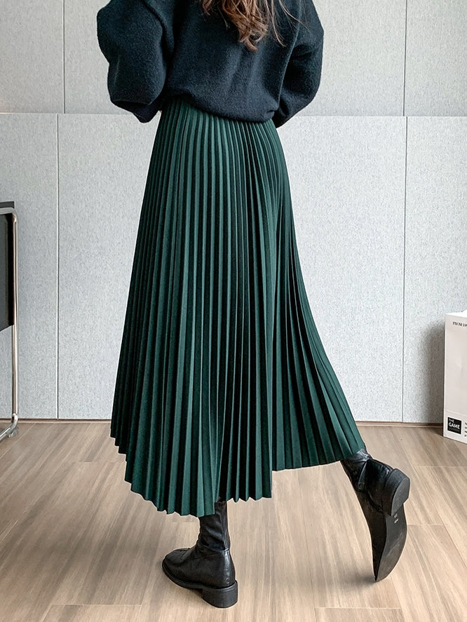 Irregular A-Line Pleated Skirt_BDHL7219