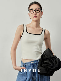 Square Neck Color Blocking Tank Top_BDHL6059