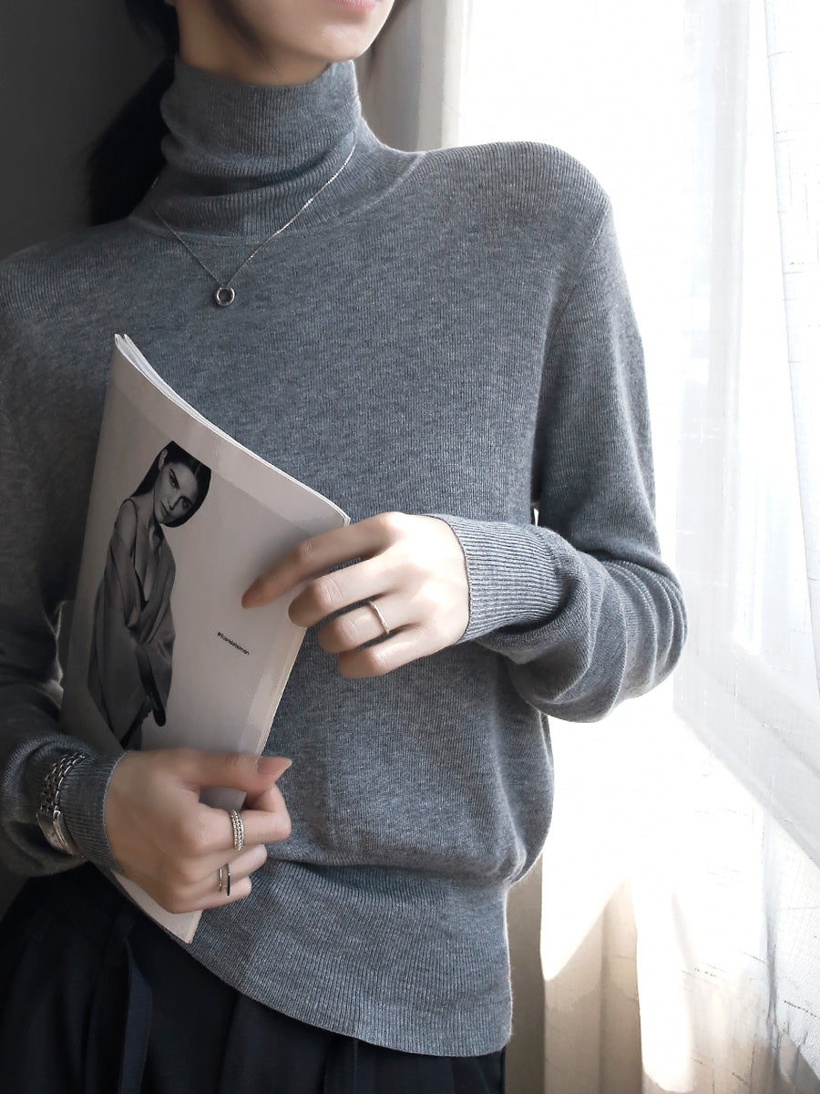 High-Neck Slim-Waist Knit Tops_BDHL7917