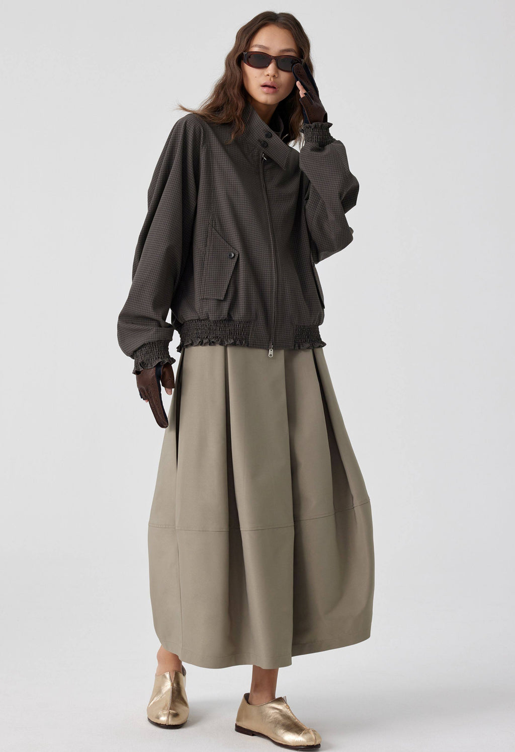 Pleated Bubble Long Skirt_BDHL8168