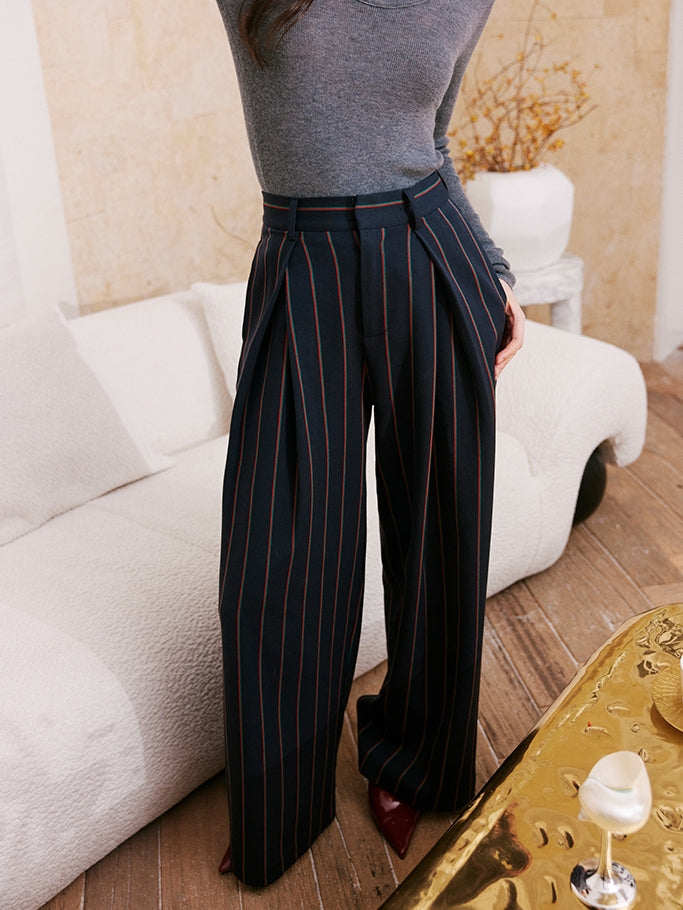 Striped Tuck Straight Pants_BDHL6844