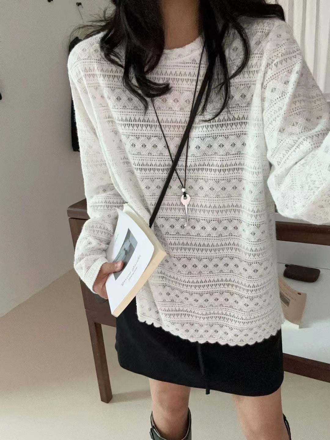 Lace Long-Sleeved Tops_BDHL7742