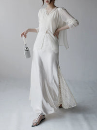 Lace-Trim Satin Mermaid Skirt_BDHL7297