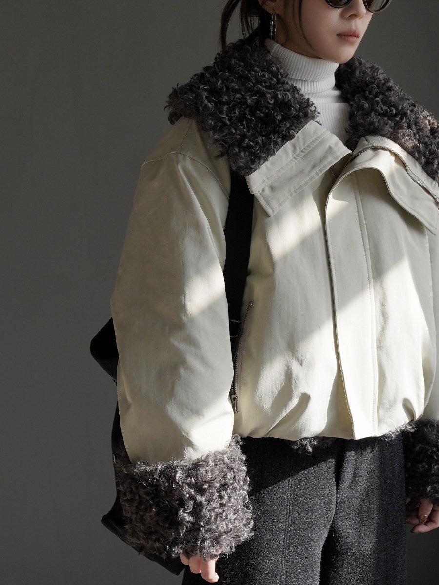 毛絨內襯拉鍊短外套_BDHL8067