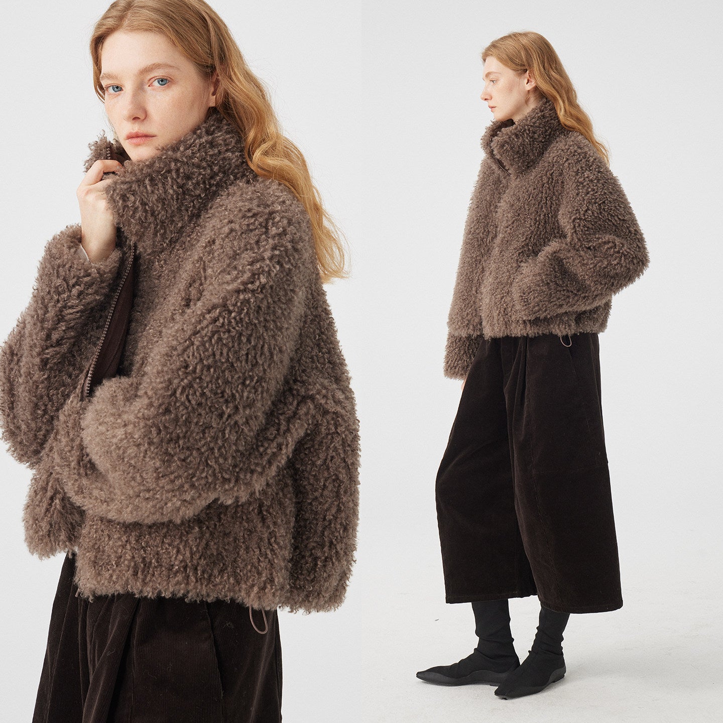 Fluffy Stand Collar Short Jacket_BDHL8114