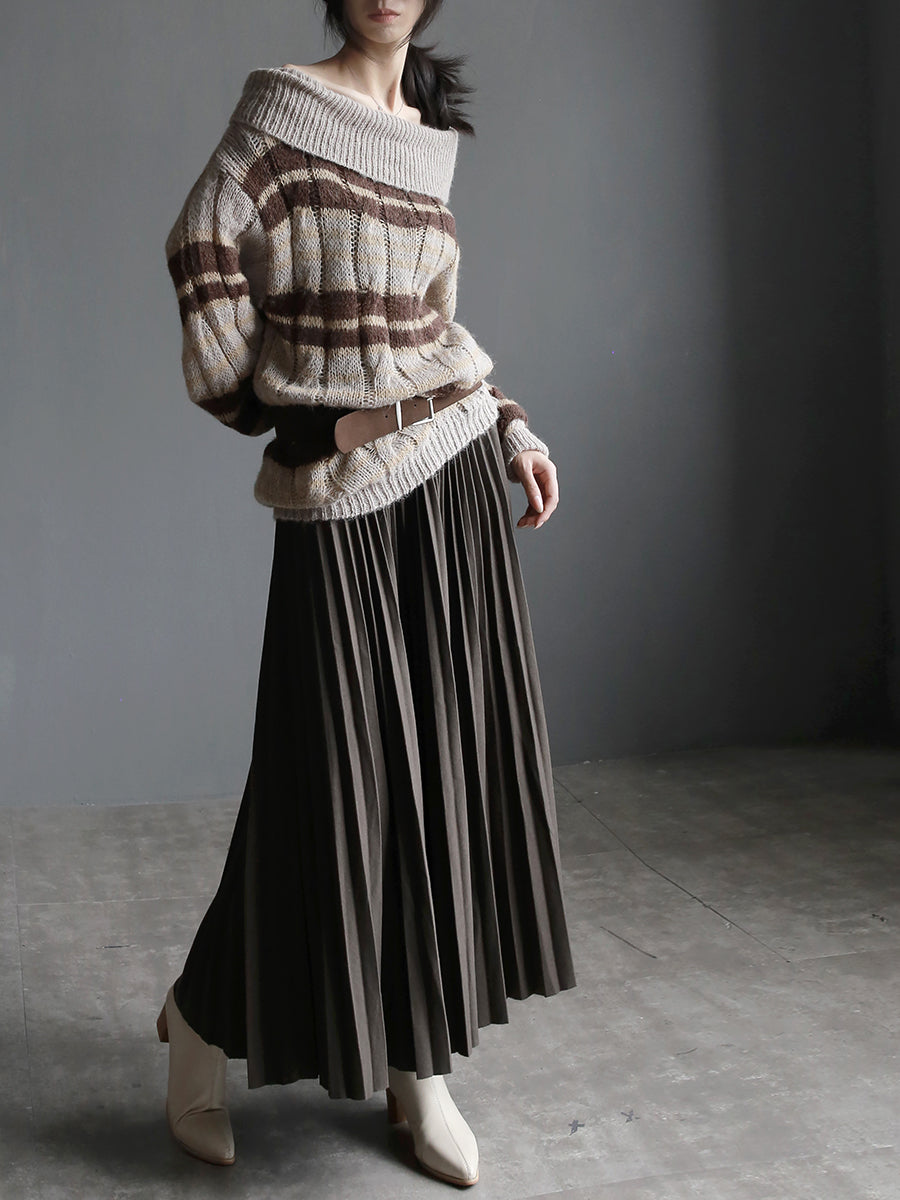 High-Waisted Pleated Maxi Skirt_BDHL7931