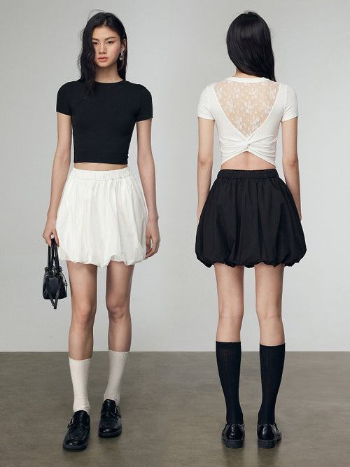 A-Line Bubble Pleated Skirt_BDHL7207