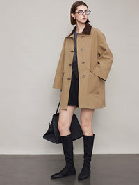 Retro Corduroy Collar Long Jacket_BDHL6607