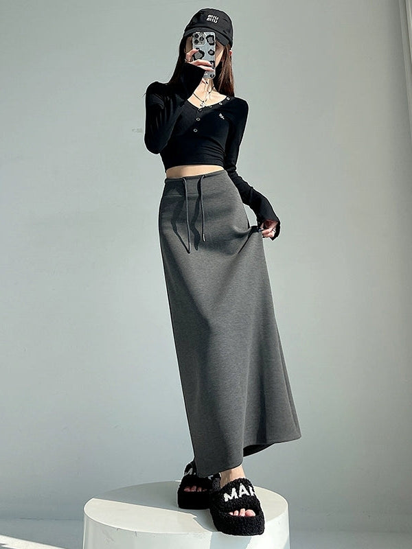 High-Waisted Slit Straight Skirt_BDHL7823