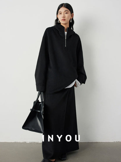 Hooded loose top and long skirt_BDHL5298