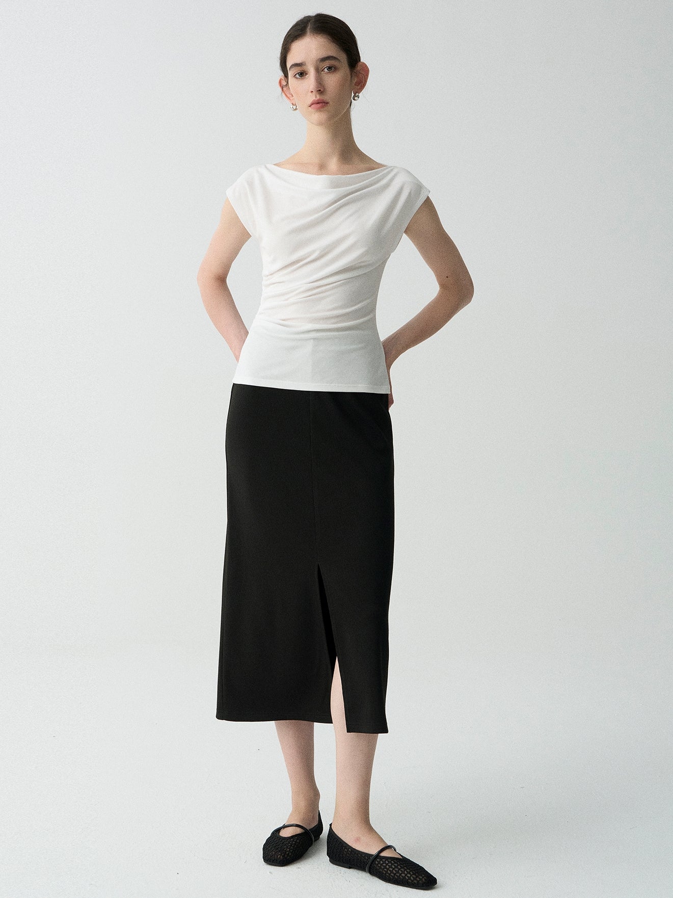 One-Shoulder Draped Tops_BDHL7625