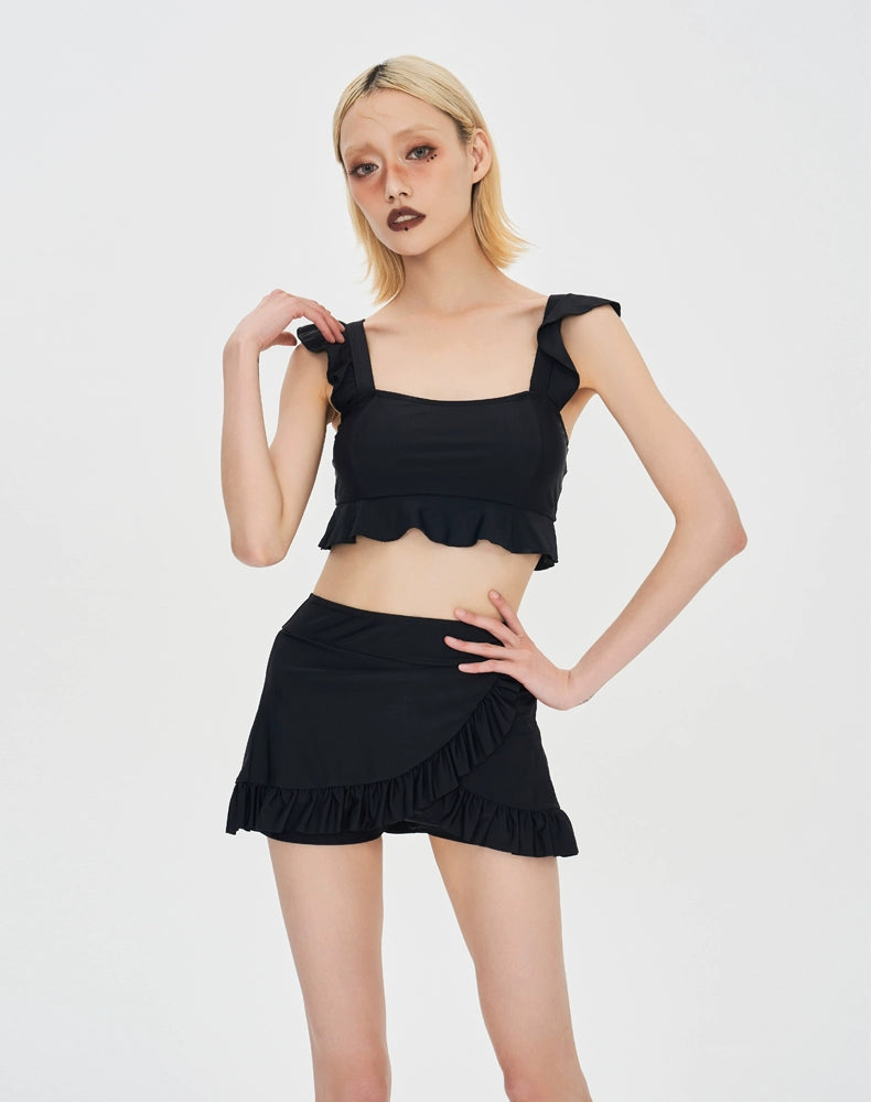 Ruffle Strap TwoPiece Skirted Swimsuit_HL3243