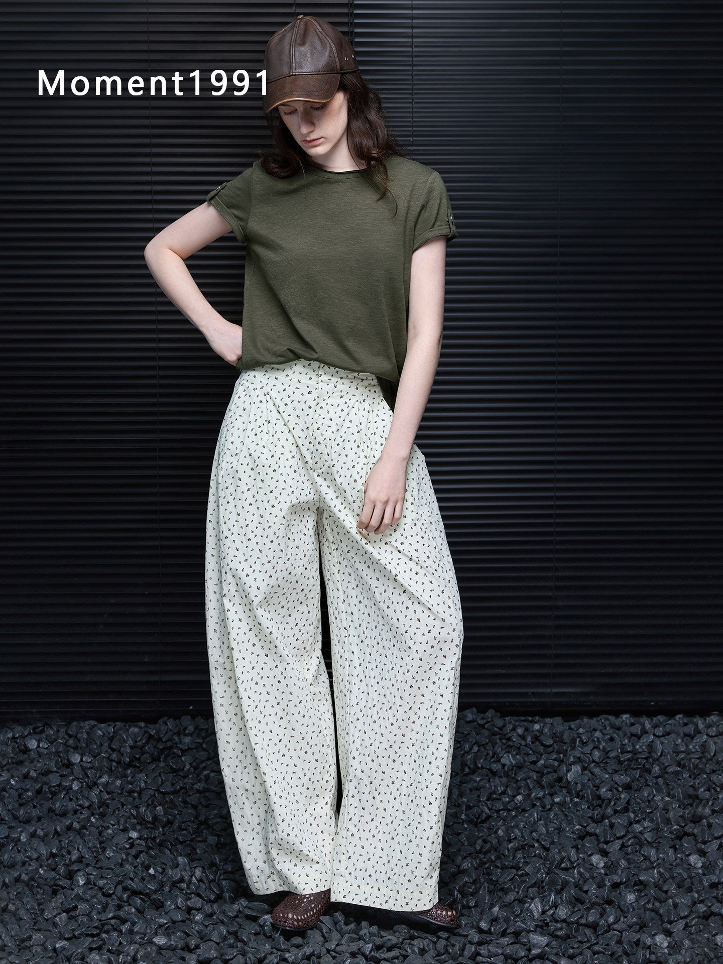 Floral Print High-Waist Wide Pants_BDHL8359