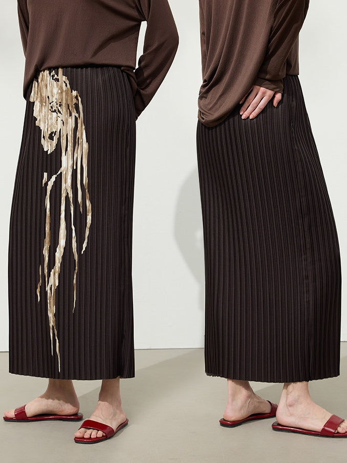 Retro Pleated Long Skirt_BDHL8142