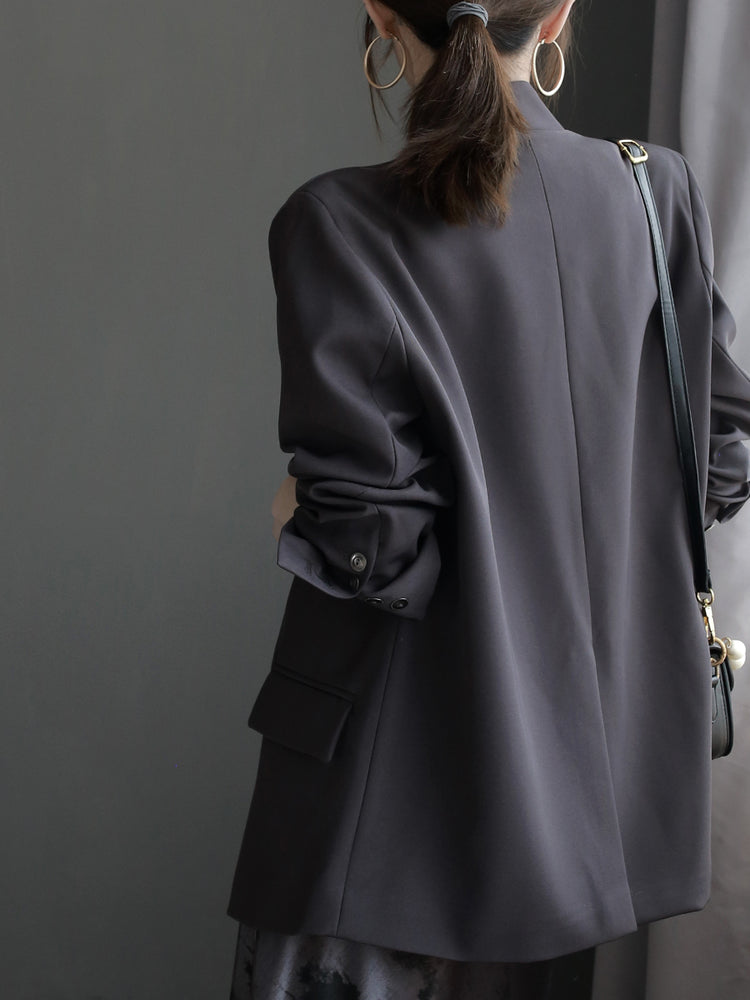 Collarless Slim Suit Jacket_BDHL7260