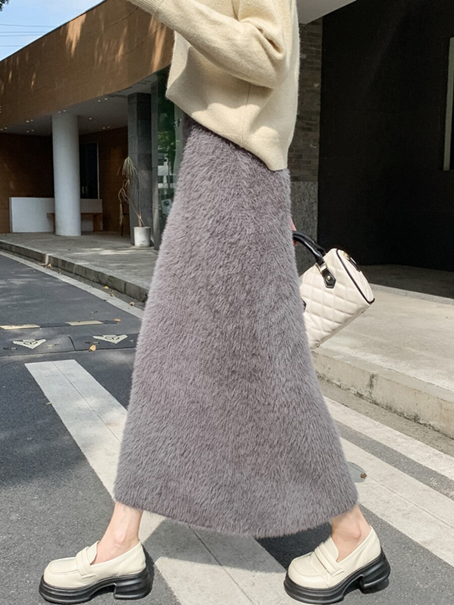 仿水貂針織長裙_BDHL8495