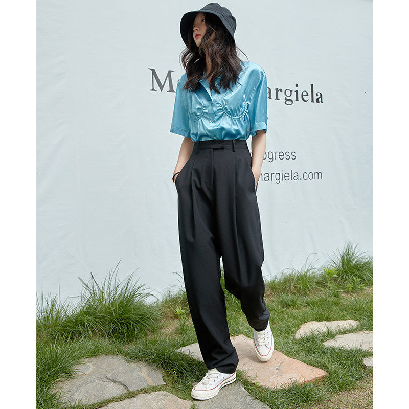 【定番人気アイテム在庫1点のみ/即納】High-Waist Tucked Wide Pants_LCHK258
