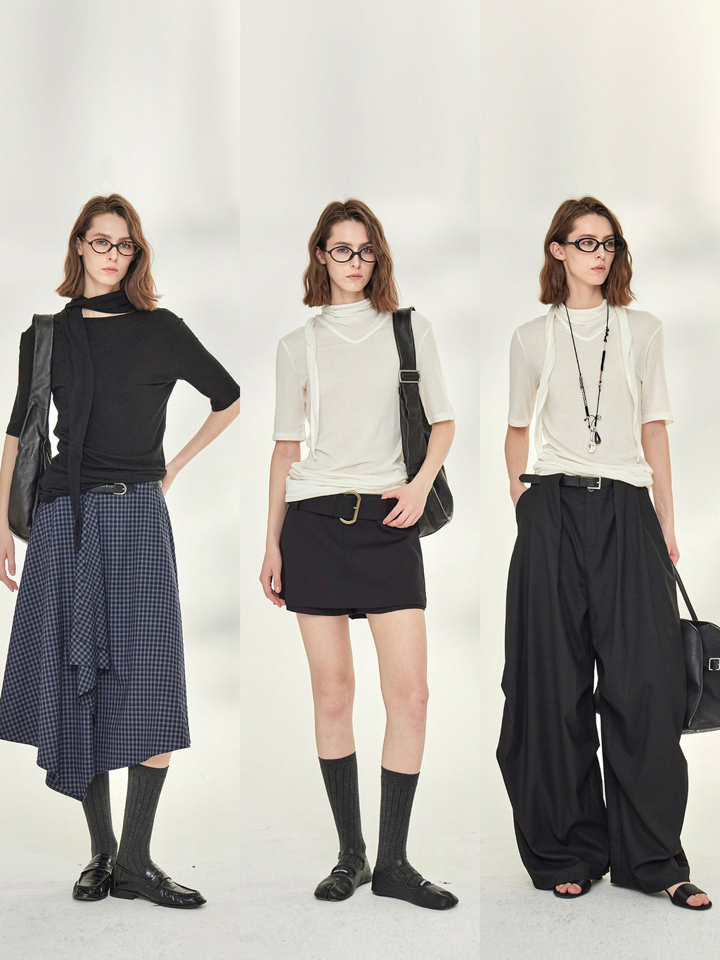 Ribbon-Tie Short-Sleeved Or Long-Sleeved Tops_BDHL7790