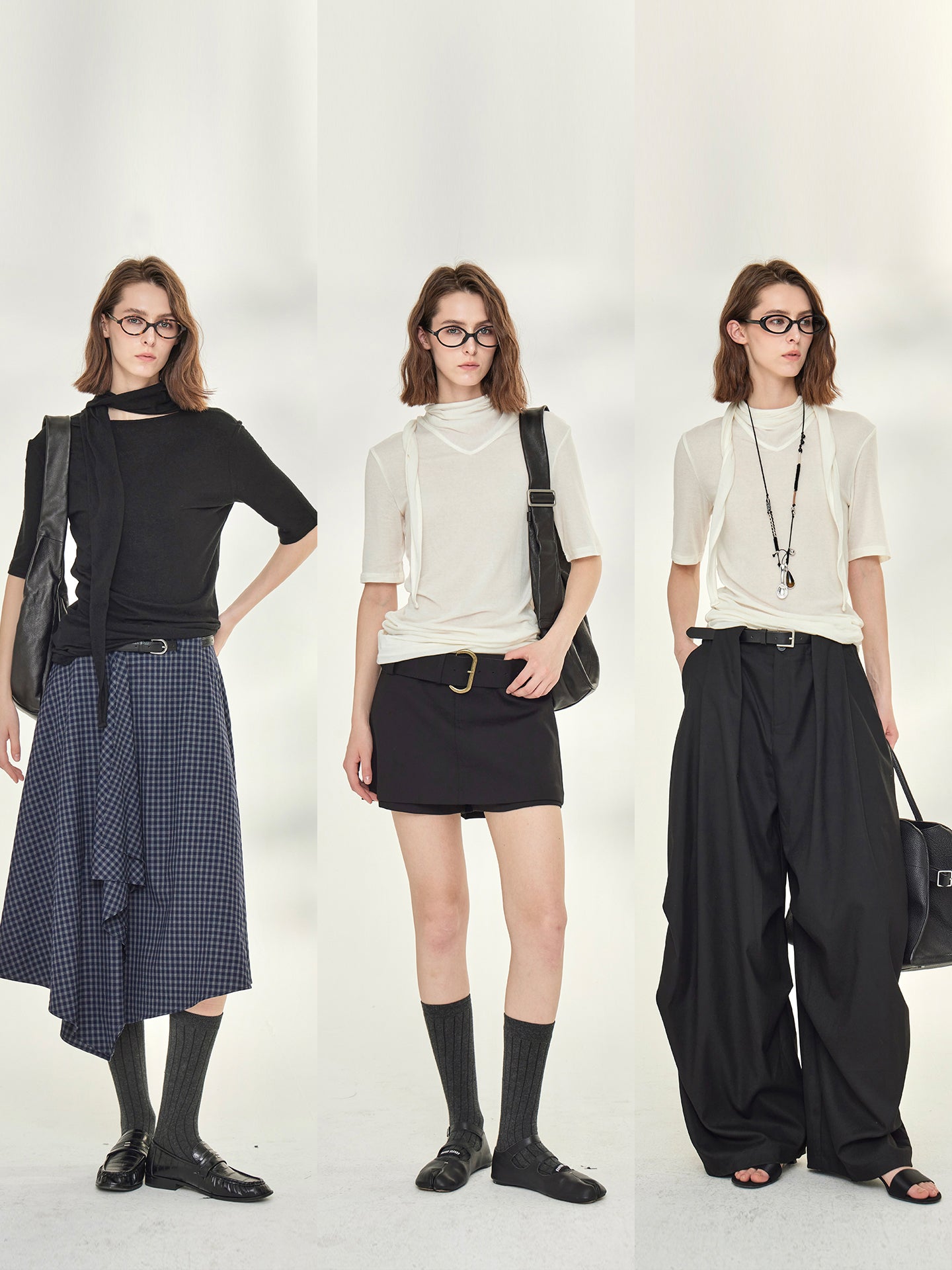 Ribbon-Tie Short-Sleeved Or Long-Sleeved Tops_BDHL7790