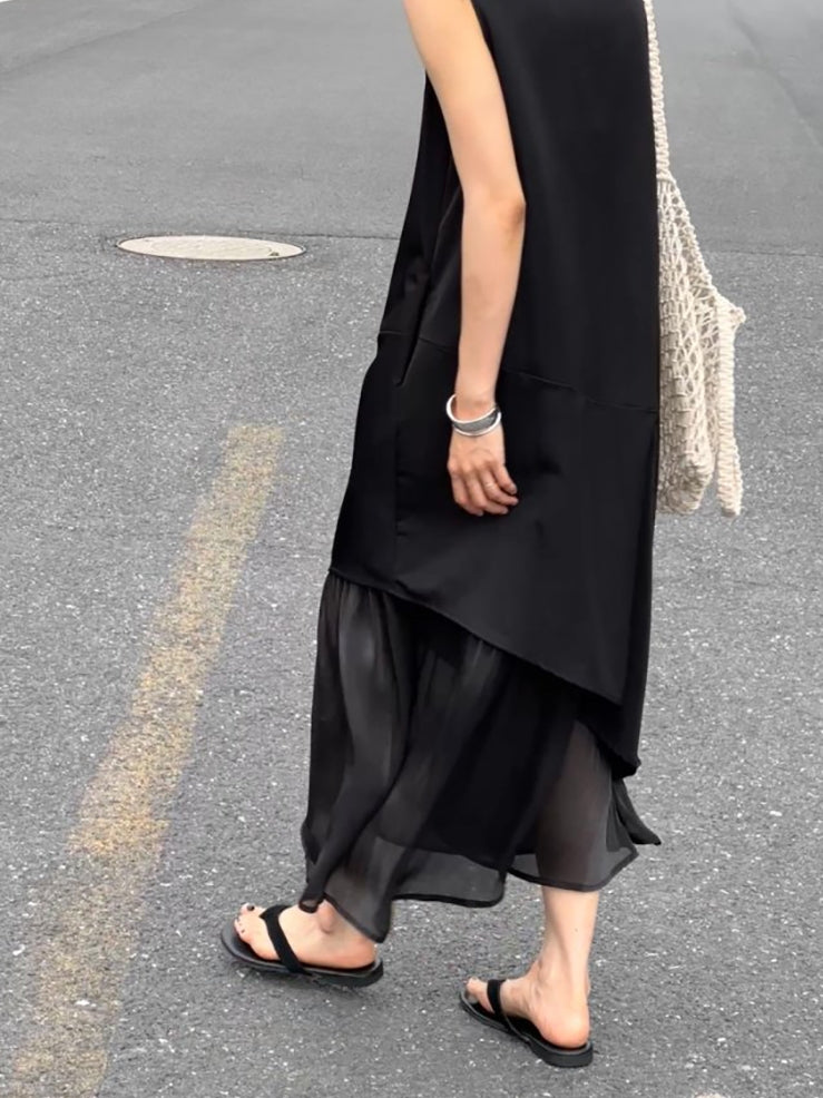 Splicing Fishtail Sleeveless Dress_BDHL7528