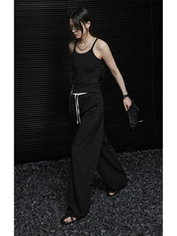 Black Wide High Waist Loose-fitting Pants_BDHL5899 