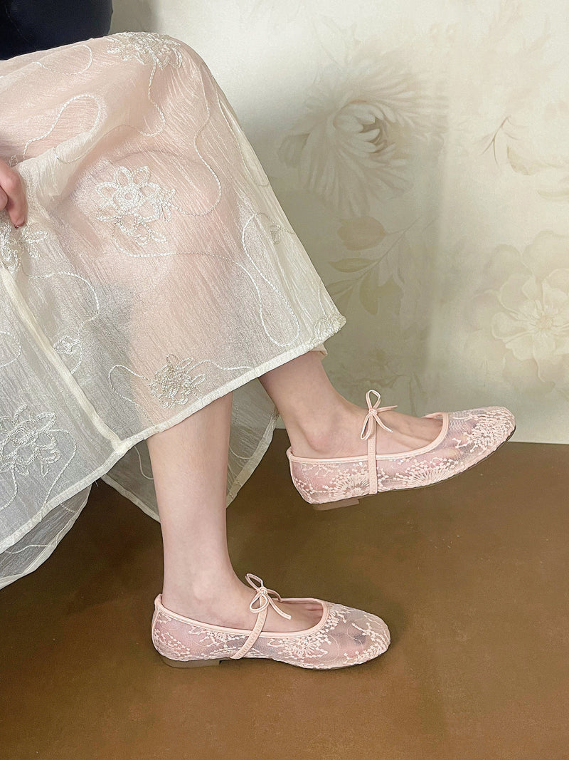 Lace Hollow Bowknot Shoes_BDHL7456