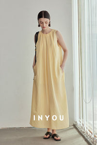 Tucked Sleeveless Dress_BDHL6118