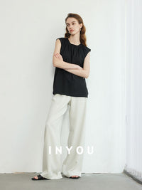 Press Pleated Sleeveless Tops_BDHL6144