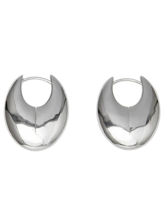 Round Silver Pierced Earrings_BDHL7463