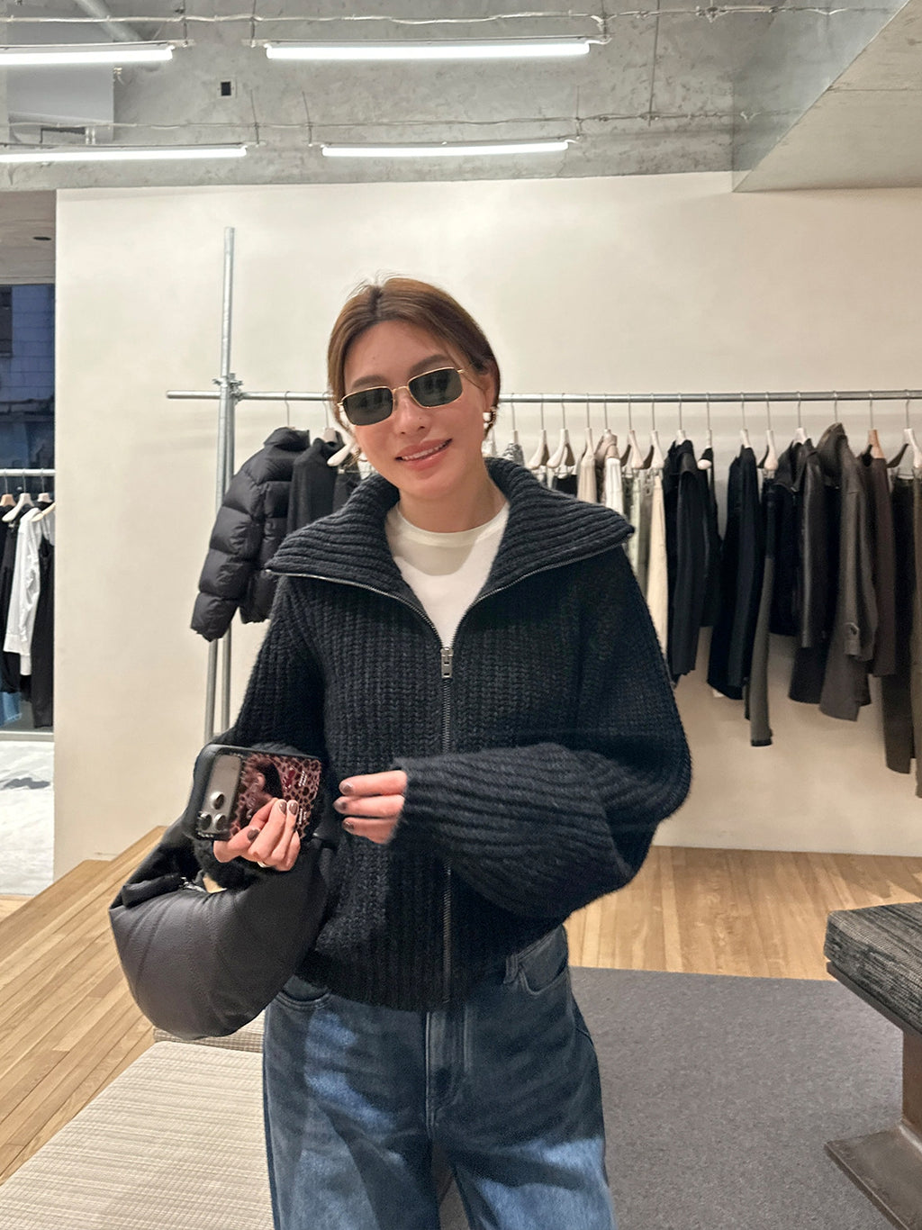 Thick Knitted Zip-Up Cardigan_BDHL8122