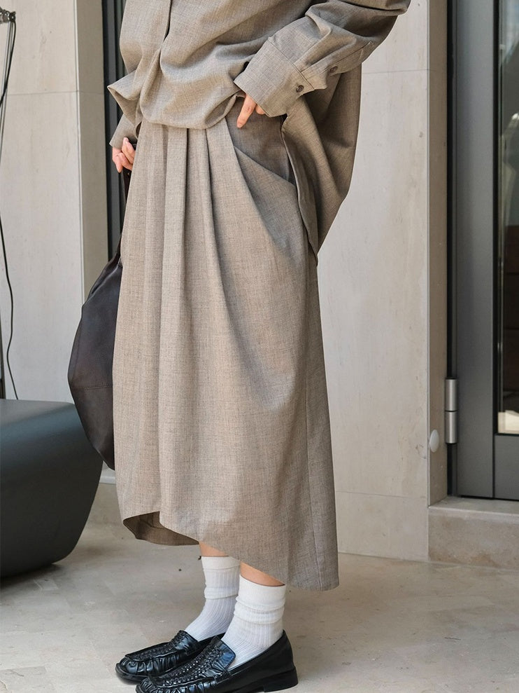 Irregular Pleated Long Skirt_BDHL6523