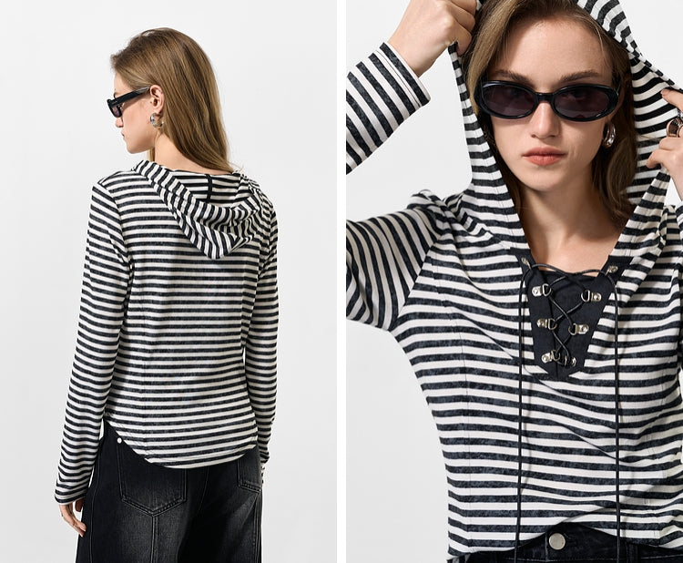 Striped Hooded Slim-Fit Sweatshirt_BDHL7002