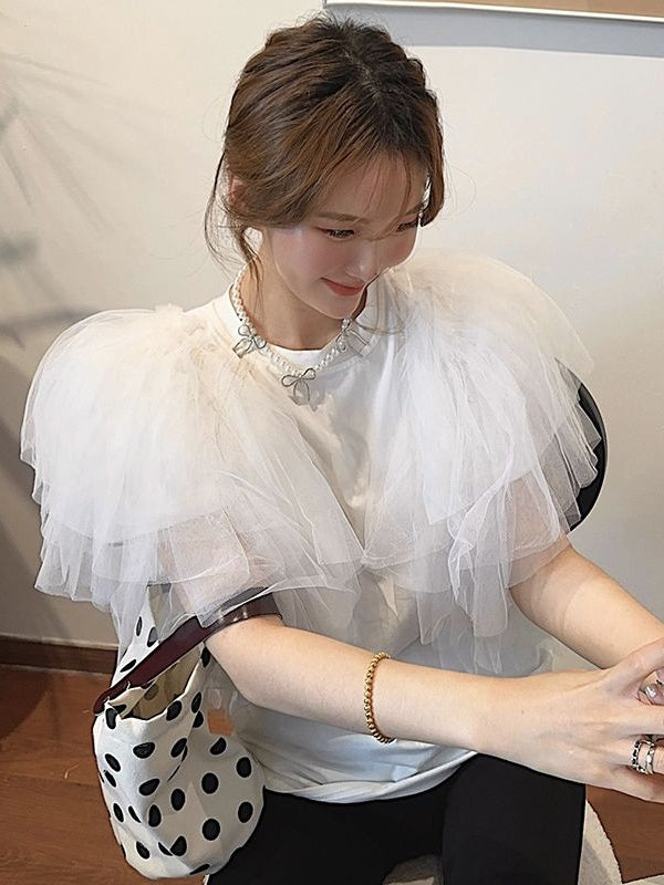 Mesh Flying Sleeve Tops_BDHL7441