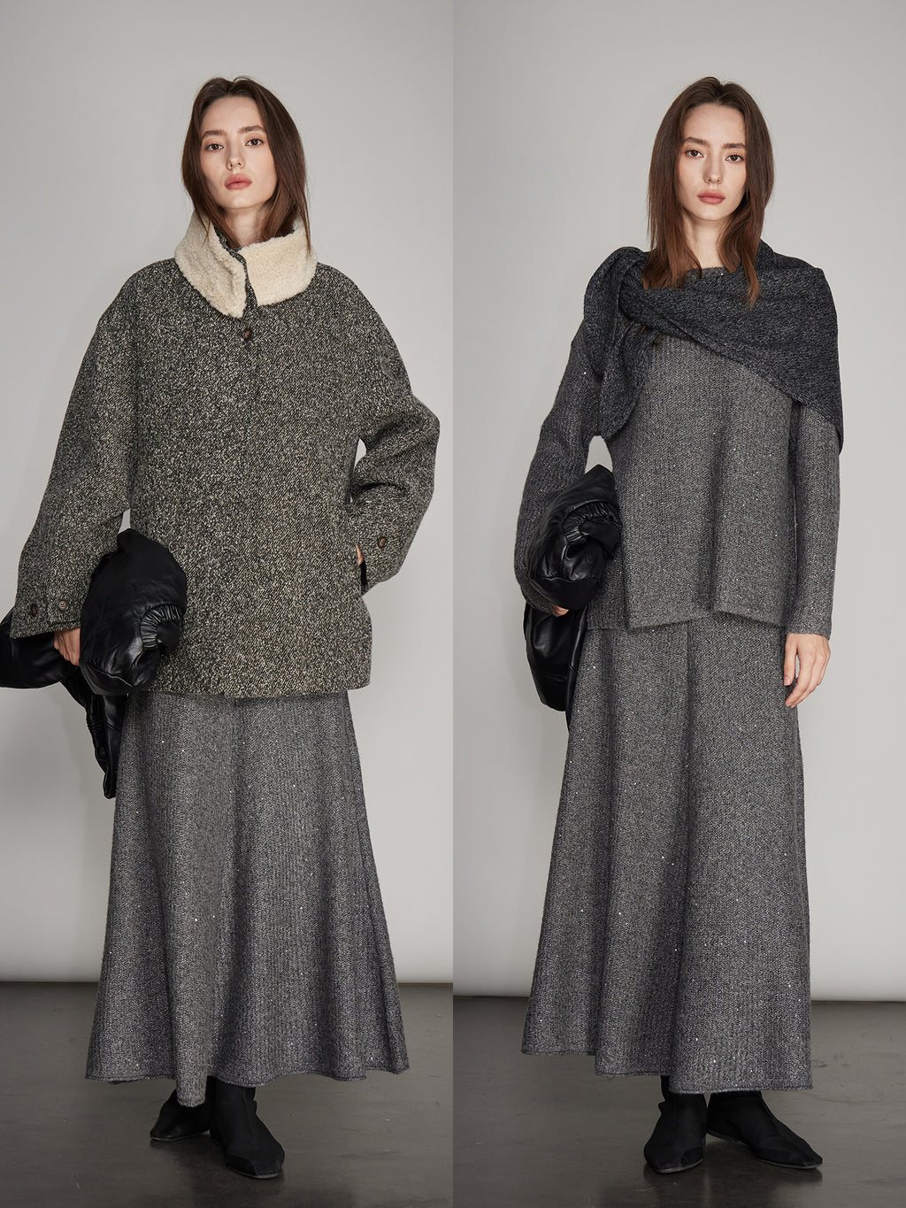 Round-Neck Knit Top Or A-Line Knit Skirt_BDHL7993