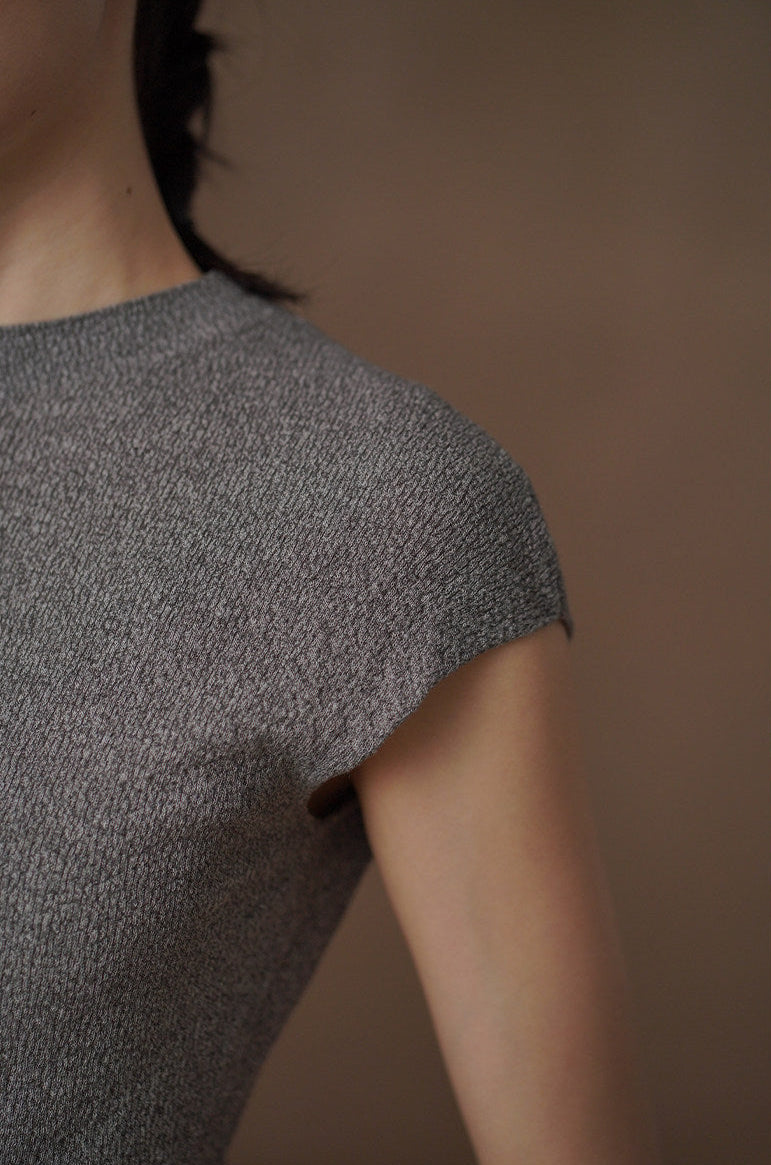 Cap Sleeve Button-Back Knit Top_BDHL8299