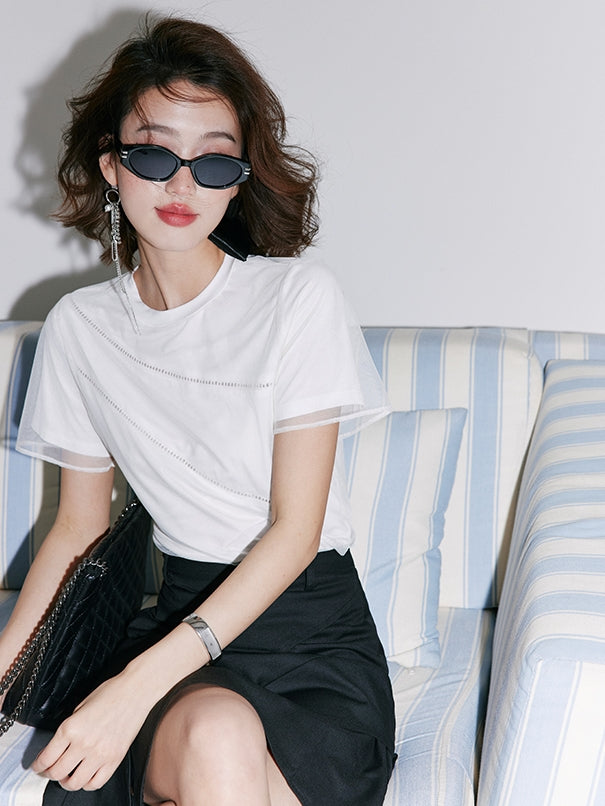 Hollow Mesh Faux-Style T-Shirt_BDHL7539