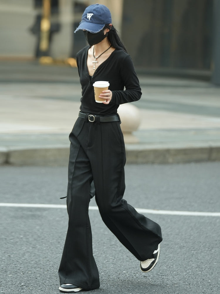 High Waist Loose Flared Pants_BDHL6434