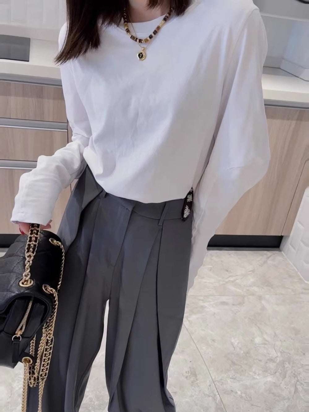 Puff Sleeve Long Sleeve Tops_BDHL8008