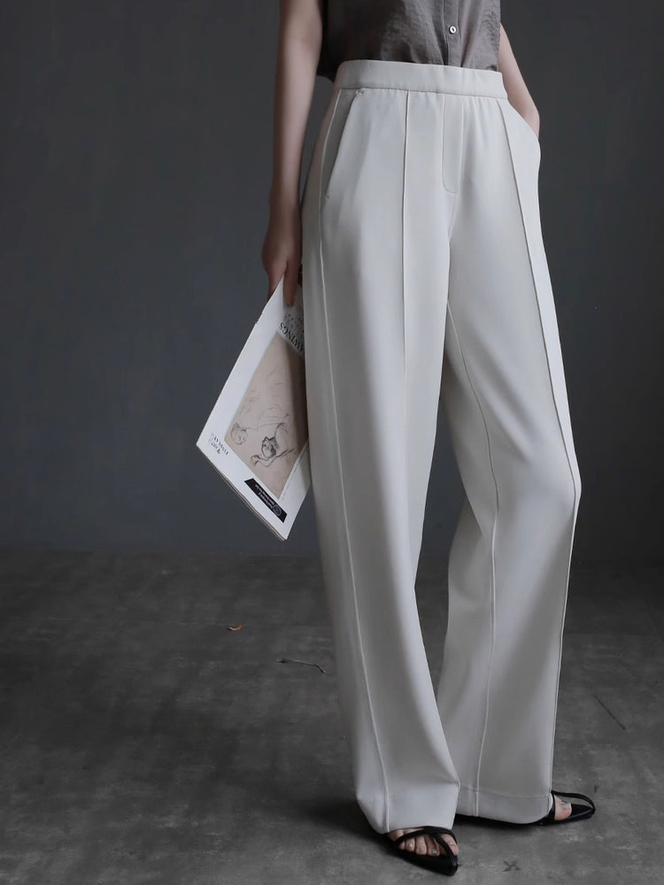 High-waisted slim draped Pants_BDHL7419