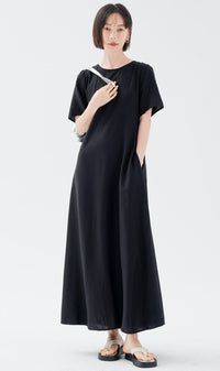 Back Bow Tie Loose Dress_BDHL6235