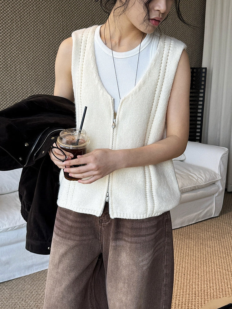 Double-Zip Sleeveless Tops_BDHL8150
