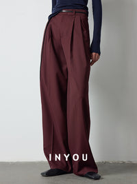 Straight Wide Pleated Pants_BDHL6389