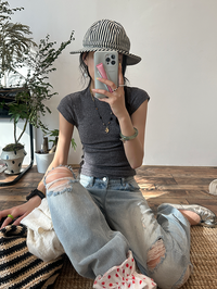 Damaged Slim Denim Pants_BDHL7273