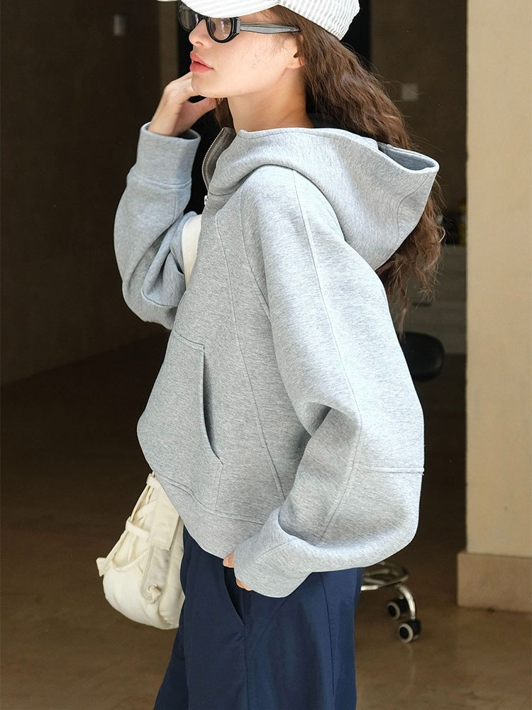 Sporty Half-Zip Hooded Sweatshirt_BDHL6533