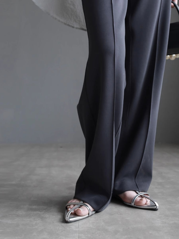 High-waisted slim draped Pants_BDHL7419