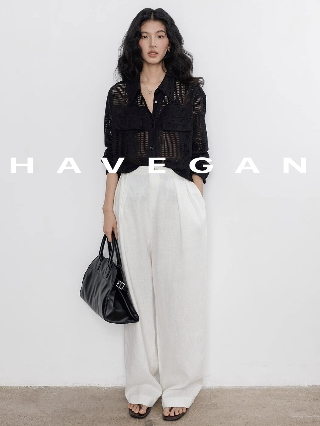 Hollow Lace Knitted Shirt Jacket_BDHL7367
